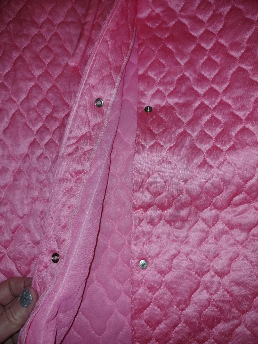 Vintage 70's Komar Pink Quilted Robe union made size 14-16 (item A17)